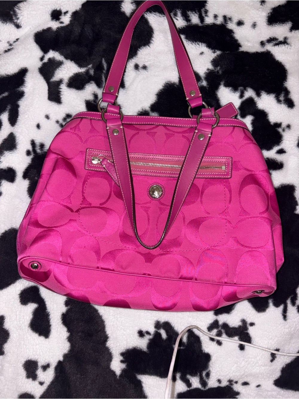 Coach Hot Pink Signature Shoulder Tote